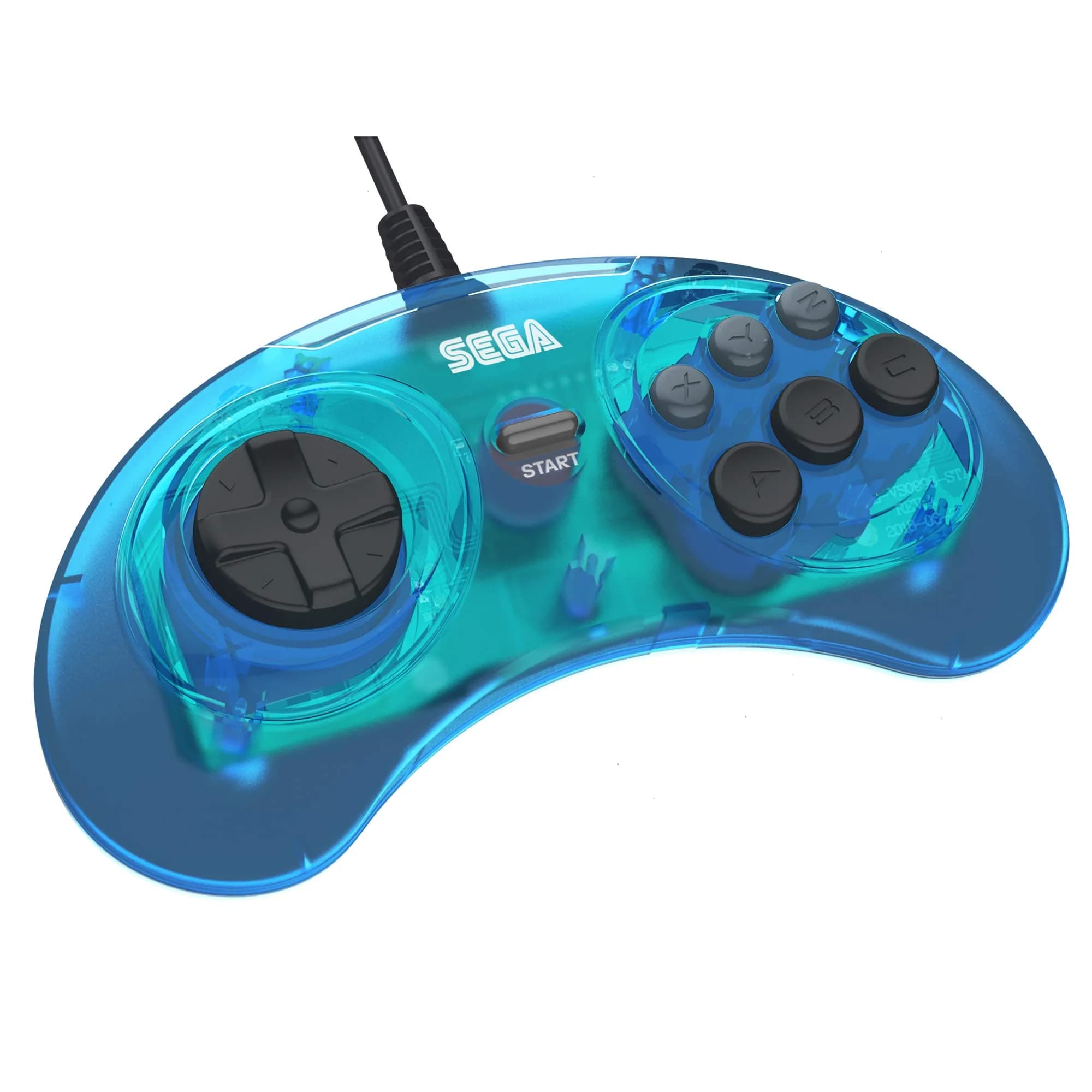 Retro-Bit SEGA Genesis 6-Button Wired USB Controller (Clear Blue) | Officially Licensed PC Gaming Controller - view 6
