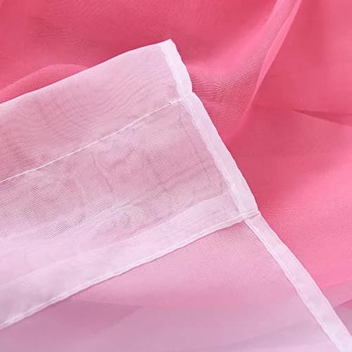 HUTO Pink Curtain Ombre Sheer Curtain for Girls Bedroom | Gradient Window Panel 52"W x 95"L thumbnail 5