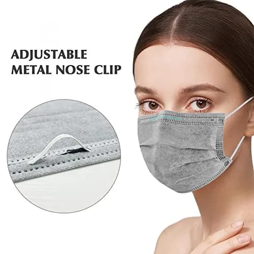 Wecolor Disposable Face Masks 100 Pcs Gray | 3 Ply Breathable Adult Masks with Adjustable Nose Wire thumbnail 4