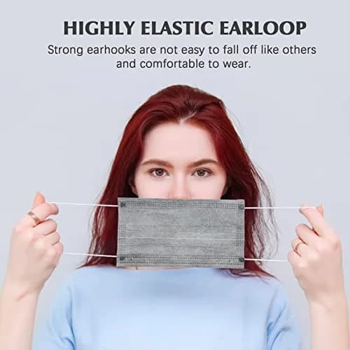 Wecolor Disposable Face Masks 100 Pcs Gray | 3 Ply Breathable Adult Masks with Adjustable Nose Wire thumbnail 5