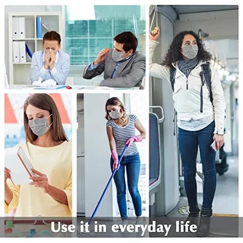 Wecolor Disposable Face Masks 100 Pcs Gray | 3 Ply Breathable Adult Masks with Adjustable Nose Wire thumbnail 7