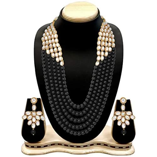 I Jewels Wedding Collection Rani Stylish Party Wear Jewelry Set with Earrings for Women (Black) | 75g (2.6oz) thumbnail 4
