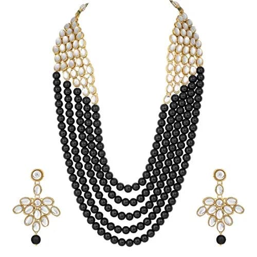 I Jewels Wedding Collection Rani Stylish Party Wear Jewelry Set with Earrings for Women (Black) | 75g (2.6oz) thumbnail 1