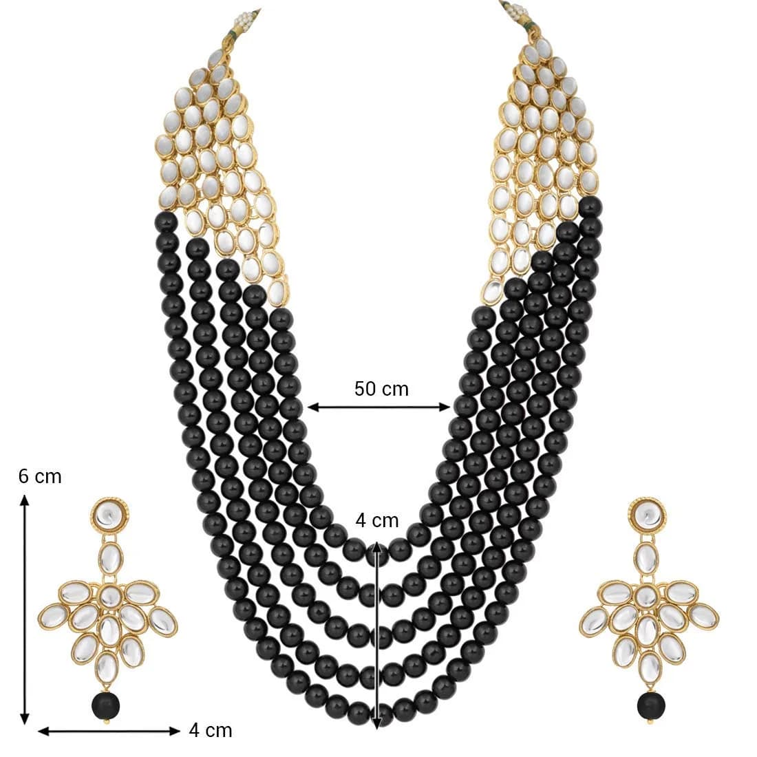 I Jewels Wedding Collection Rani Stylish Party Wear Jewelry Set with Earrings for Women (Black) | 75g (2.6oz) - view 3