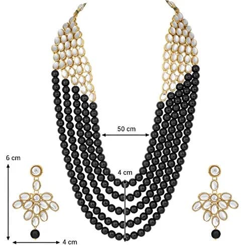 I Jewels Wedding Collection Rani Stylish Party Wear Jewelry Set with Earrings for Women (Black) | 75g (2.6oz) thumbnail 3