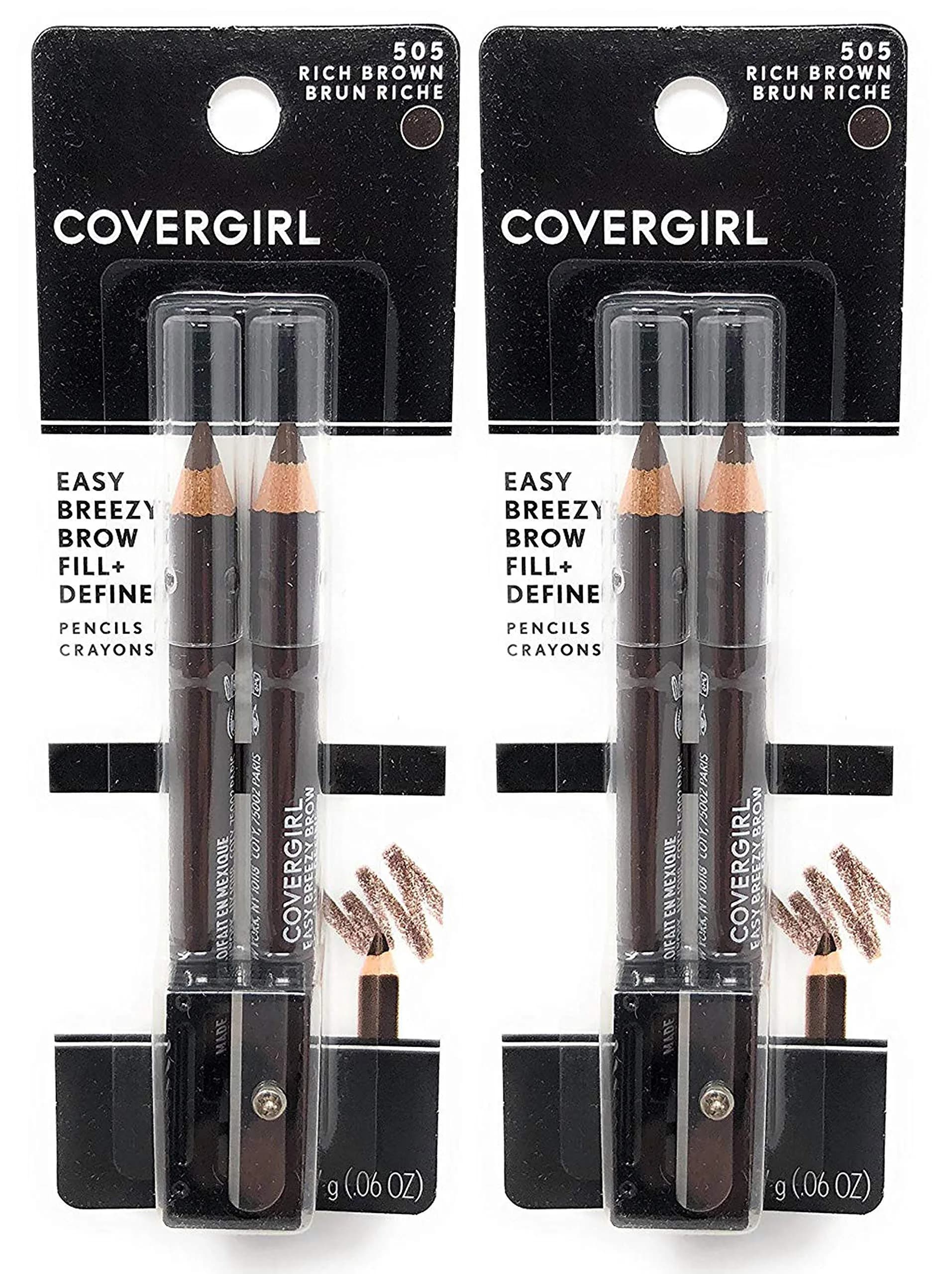 CoverGirl Brow & Eye Makers Brow Shaper & Eyeliner, Midnight Brown 505.06 oz | Soft, Blendable Pencils, Water Resistant, Pack of 2