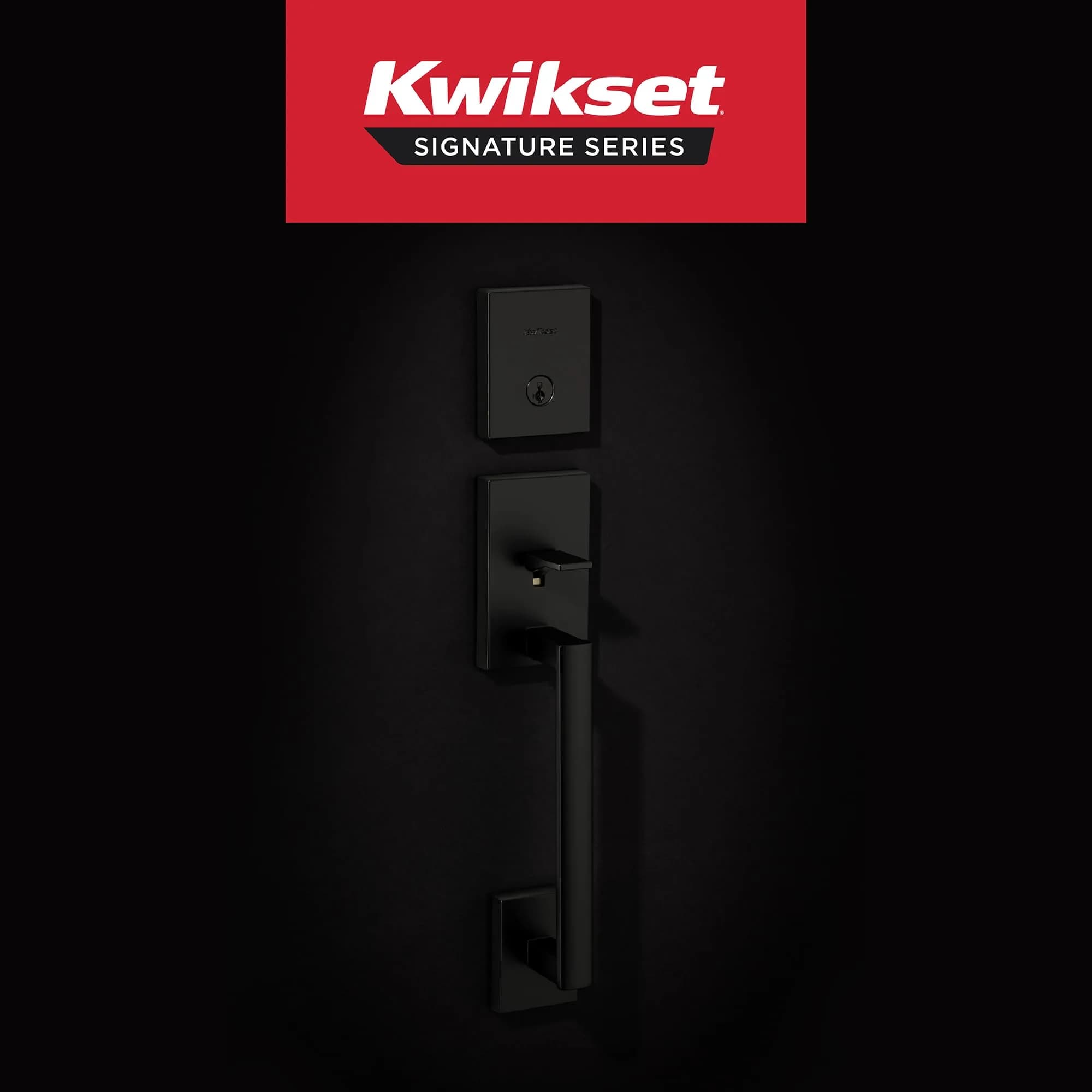 Kwikset San Clemente Entry Handleset with Deadbolt, Matte Black, Reversible Lever | BHMA Grade 1 Certified Security - view 2