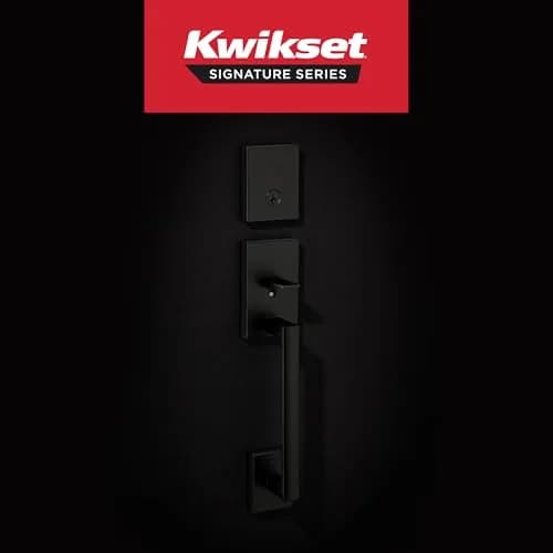 Kwikset San Clemente Entry Handleset with Deadbolt, Matte Black, Reversible Lever | BHMA Grade 1 Certified Security thumbnail 2