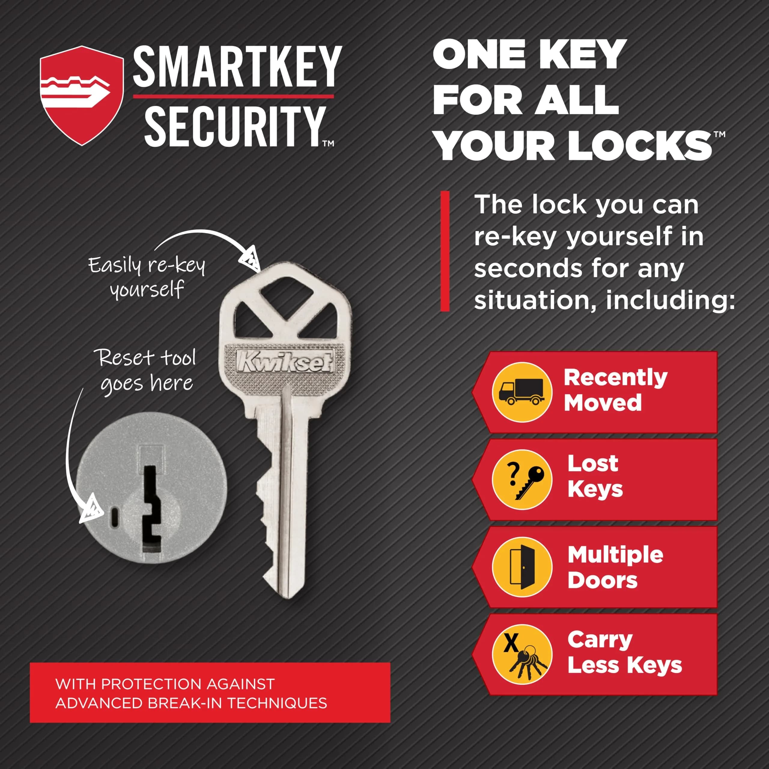 Kwikset San Clemente Entry Handleset with Deadbolt, Matte Black, Reversible Lever | BHMA Grade 1 Certified Security - view 3