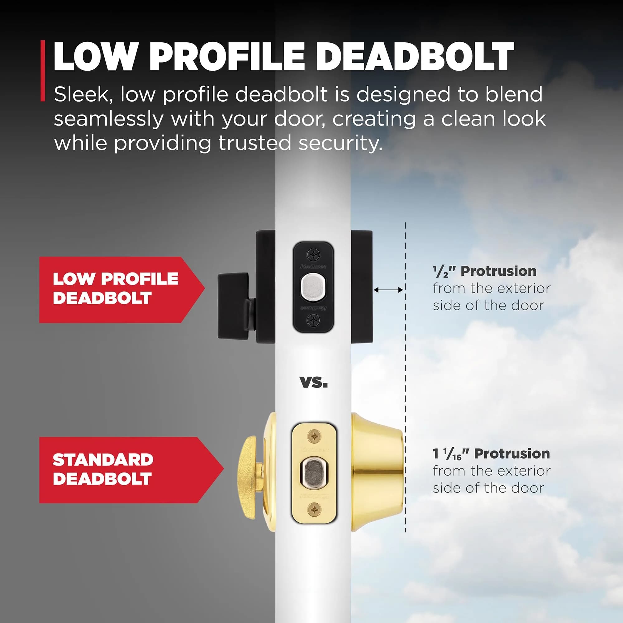 Kwikset San Clemente Entry Handleset with Deadbolt, Matte Black, Reversible Lever | BHMA Grade 1 Certified Security - view 4