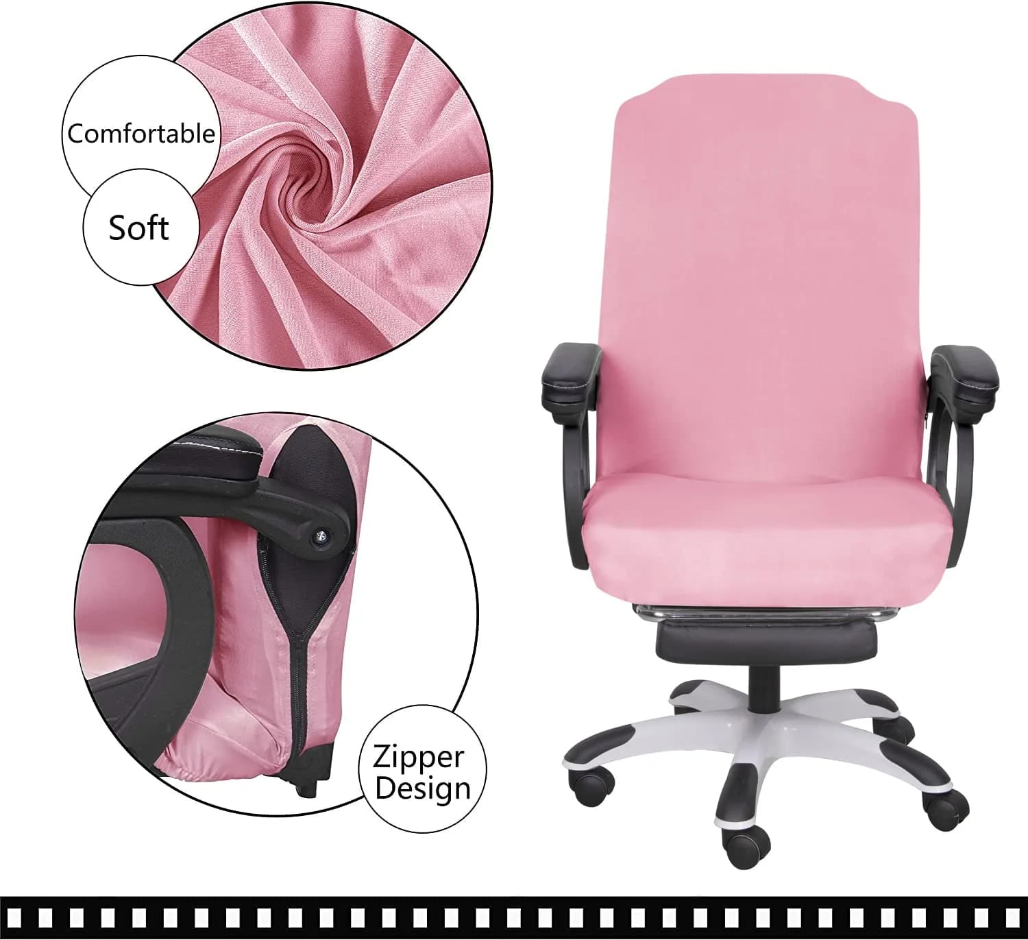 SARAFLORA Pink Large Office Chair Cover | Stretch Fit, Removable, Washable Protector (1 Piece) - view 3