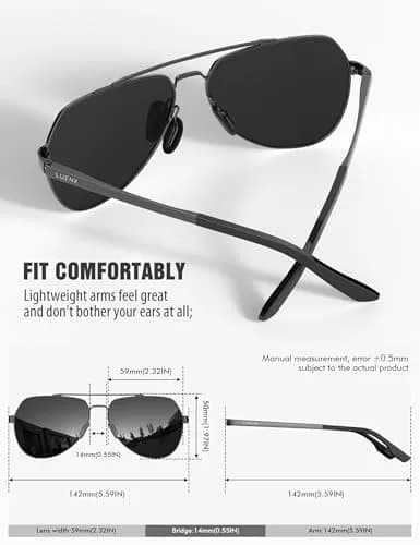 Luenx Aviator Polarized Sunglasses Men Women Classic UV400 Driving | Stylish, Lightweight & Polarized thumbnail 4
