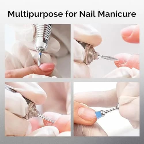 MelodySusie Silver 10pcs Diamond Nail Drill Bits Set | Universal 3/32" Shank for Acrylic Gel Nails thumbnail 7