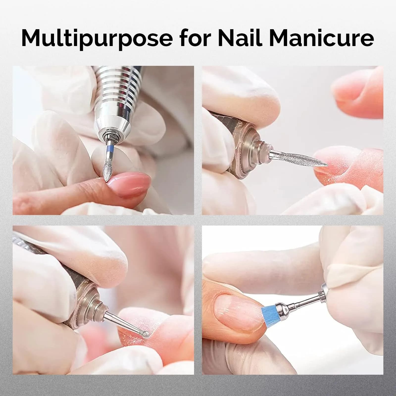 MelodySusie Silver 10pcs Diamond Nail Drill Bits Set | Universal 3/32" Shank for Acrylic Gel Nails - view 7