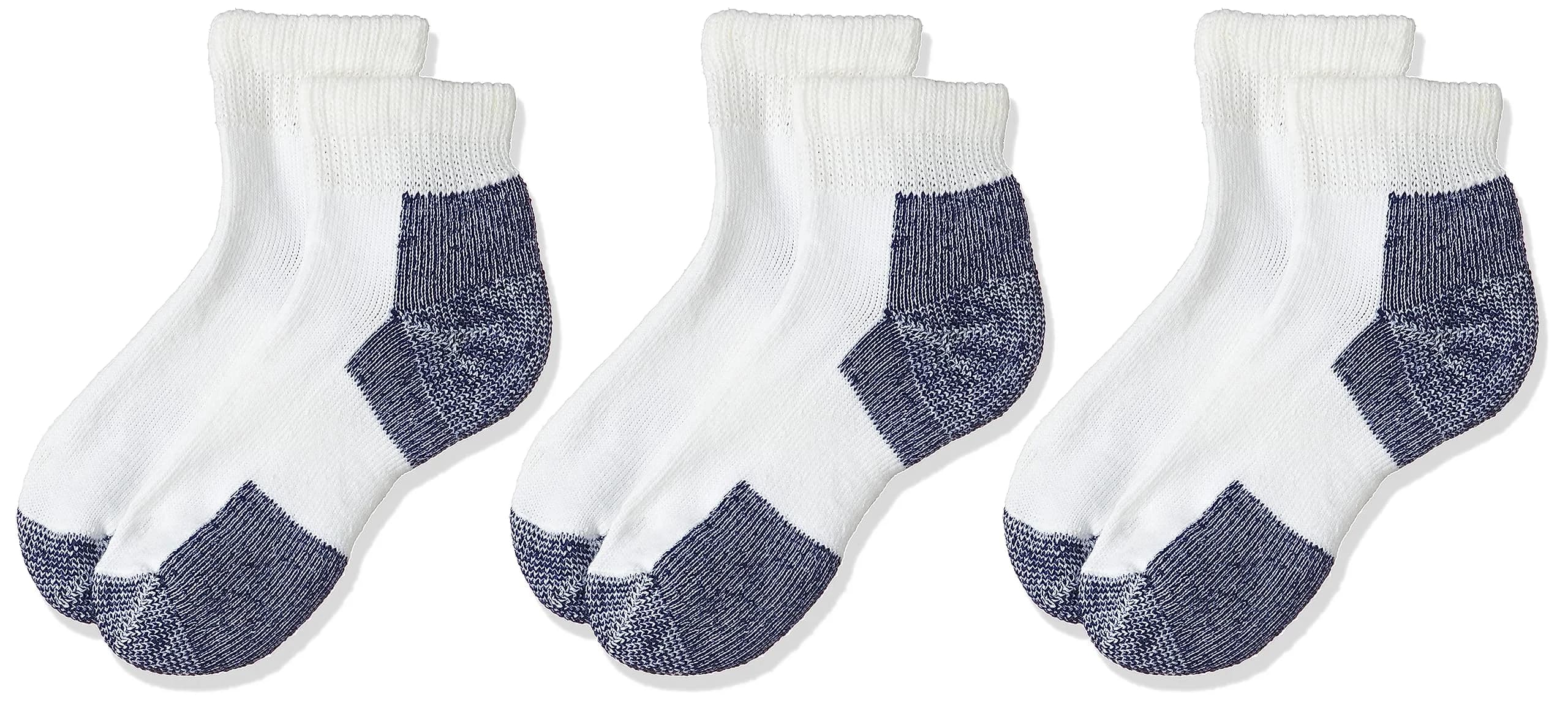 Thorlos Unisex-Adult JMX Maximum Cushion Ankle Running Socks 3 Pairs | Ultra Cushioned Athletic Socks for Long Runs — White/Navy (3 Pair)