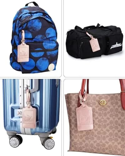 Teskyer Leather Luggage Tags for Suitcases, 3 Pack, Rose Gold | Quick-Attach Spring Ring, Privacy Flap Design thumbnail 6