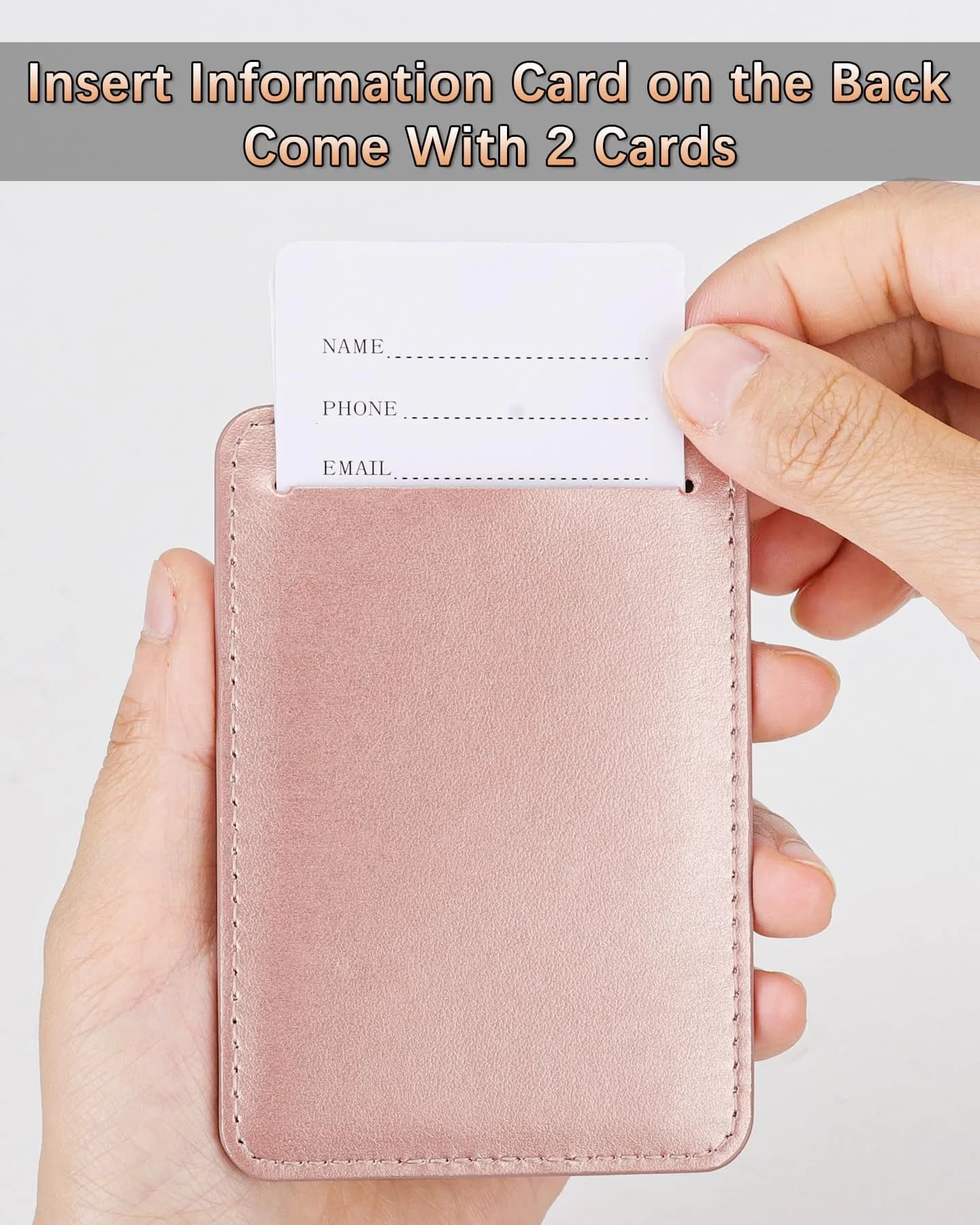 Teskyer Leather Luggage Tags for Suitcases, 3 Pack, Rose Gold | Quick-Attach Spring Ring, Privacy Flap Design - view 3