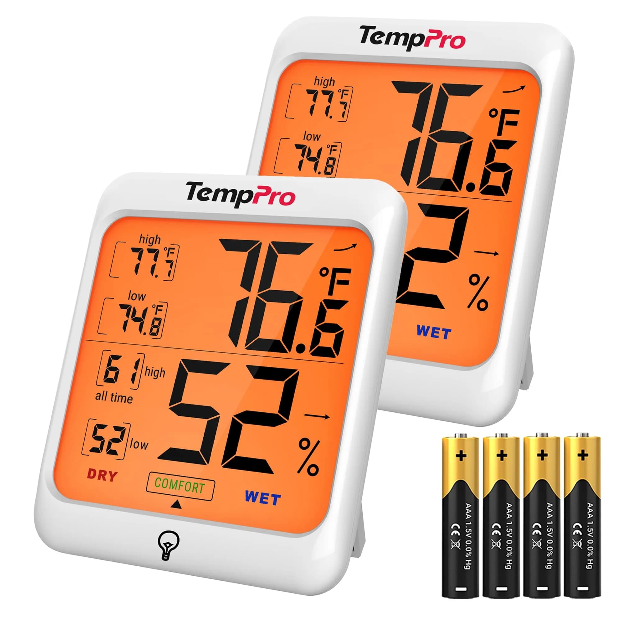 TempPro TP53 Digital Hygrometer & Thermometer 2-Pack | Accurate Room Climate Monitoring - main product image