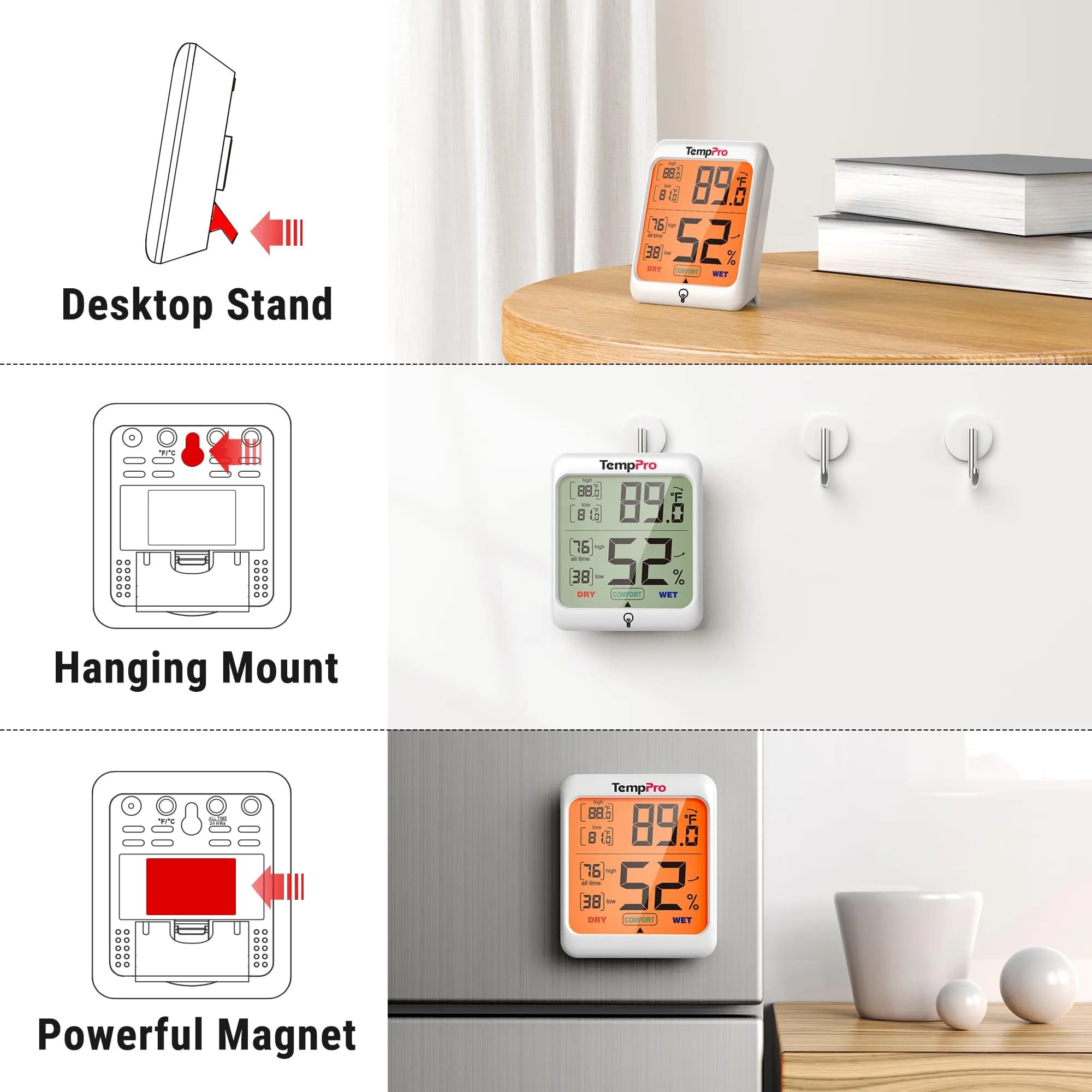 TempPro TP53 Digital Hygrometer & Thermometer 2-Pack | Accurate Room Climate Monitoring - view 7