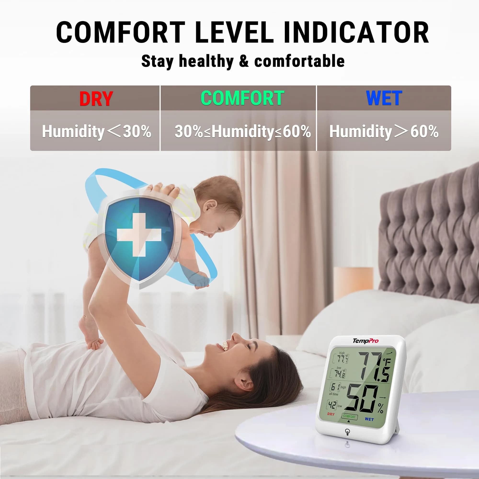TempPro TP53 Digital Hygrometer & Thermometer 2-Pack | Accurate Room Climate Monitoring - view 3