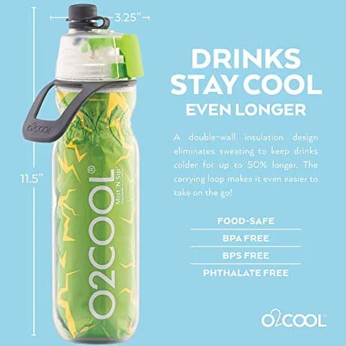 O2COOL Mist N Sip 20 oz Insulated Plastic Sports Bottle | Misting & Drinking with Cool Design thumbnail 4