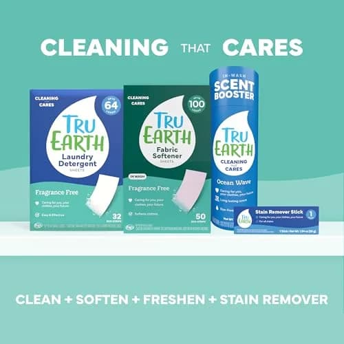 Tru Earth Dry Laundry Detergent Sheets, Unscented, 32 Strips | Liquidless, Eco-Friendly, Travel-Ready thumbnail 9