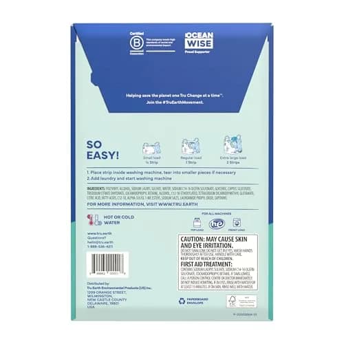 Tru Earth Dry Laundry Detergent Sheets, Unscented, 32 Strips | Liquidless, Eco-Friendly, Travel-Ready thumbnail 3