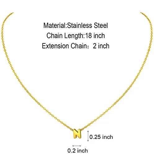 MOMOL Tiny Initial 'N' Necklace 18K Gold Plated Stainless Steel Pendant | Personalized Name Jewelry for Women thumbnail 7