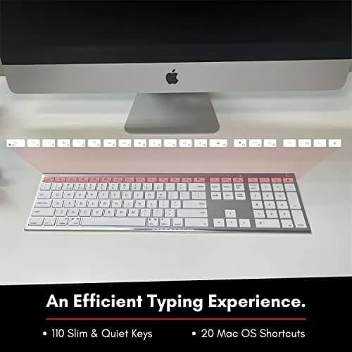 Macally ACEBTKEYA Multi-Device Bluetooth Keyboard with Numeric Keypad - Silver, 110 Keys | Connects to 3 Devices Simultaneously thumbnail 5