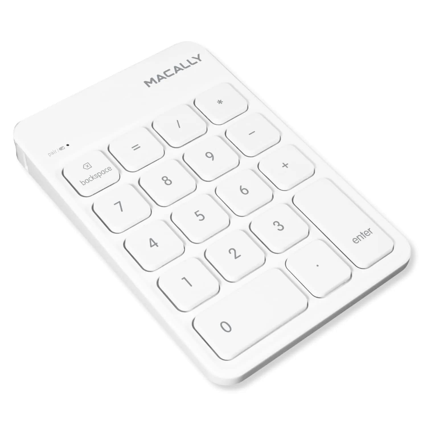 Macally Rechargeable Bluetooth Number Pad 18-Key White | Wireless Numeric Keypad for Laptop, Mac, PC, Tablet — White