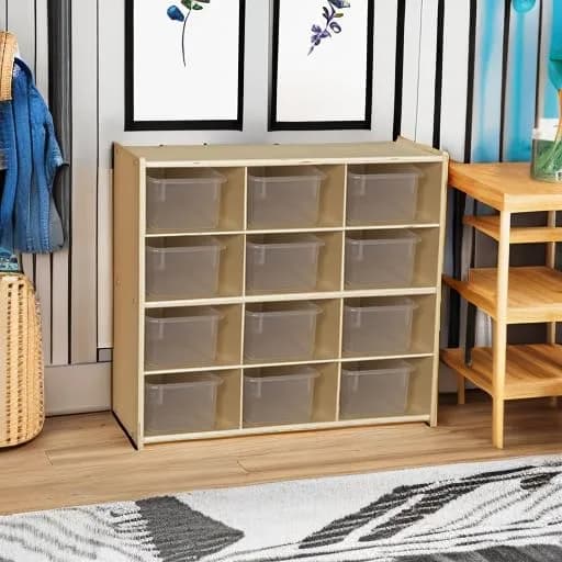 Contender 12 Compartment Storage Unit with Translucent Bins | Classroom Cubby Organizer for Kids, Hardwood Cubby Shelf, Toy & Art Supplies thumbnail 6