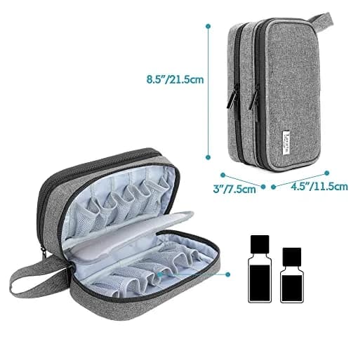 LUXJA Double-Layer Essential Oil Case Holds 12 Bottles, Gray | Portable Travel Organizer for Oils thumbnail 5