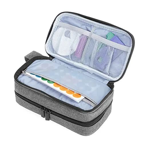 LUXJA Double-Layer Essential Oil Case Holds 12 Bottles, Gray | Portable Travel Organizer for Oils thumbnail 2