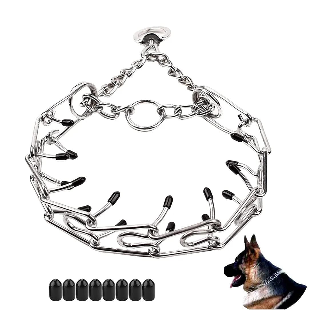 Love Dream Prong Collars for Dogs No Pull Dog Training Collar | Heavy Duty, Adjustable, Rubber Tips (15-23") — Large (3.5mm,15"-23"Neck)