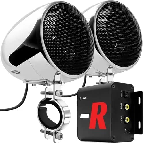 GoHawk Motorcycle Speakers Bluetooth 4 Inch Waterproof Radio Audio System | 100W Waterproof Handlebar Speakers thumbnail 1