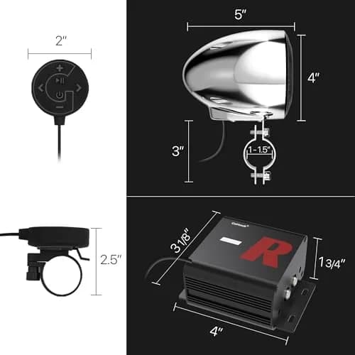 GoHawk Motorcycle Speakers Bluetooth 4 Inch Waterproof Radio Audio System | 100W Waterproof Handlebar Speakers thumbnail 8