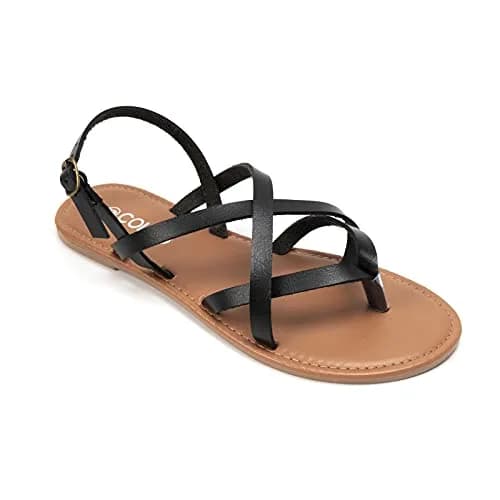 Colgo Women's Summer Strappy Flat Sandals 6.5 | Adjustable Casual Gladiator with Open Toe thumbnail 1