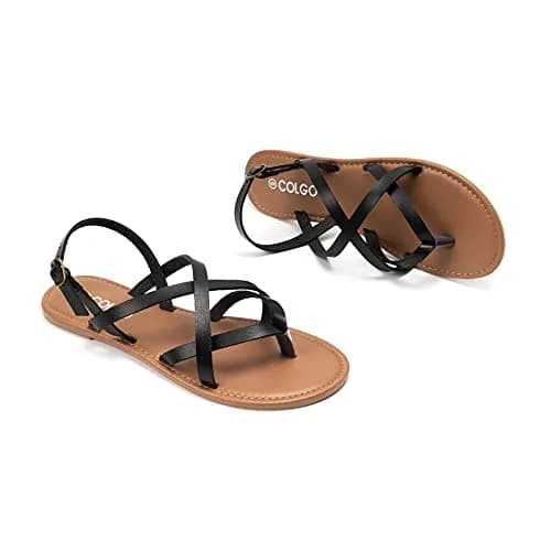 Colgo Women's Summer Strappy Flat Sandals 6.5 | Adjustable Casual Gladiator with Open Toe thumbnail 7