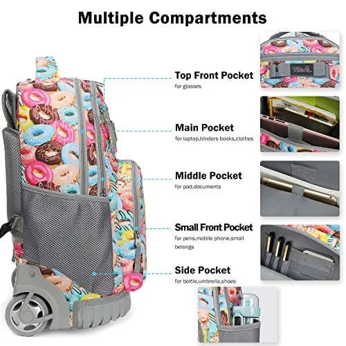 Tilami Rolling Backpack 18.92" (48cm) | Wheeled School & Travel Bag with Laptop Compartment thumbnail 4