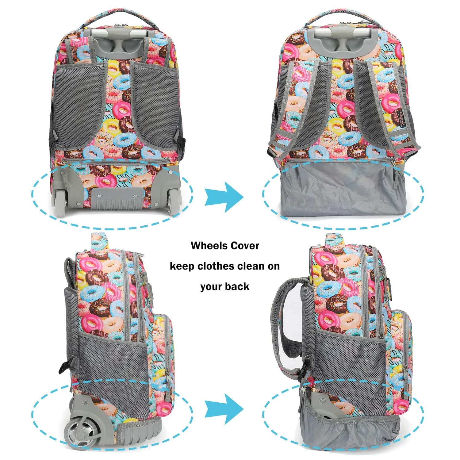 Tilami Rolling Backpack 18.92" (48cm) | Wheeled School & Travel Bag with Laptop Compartment - view 5