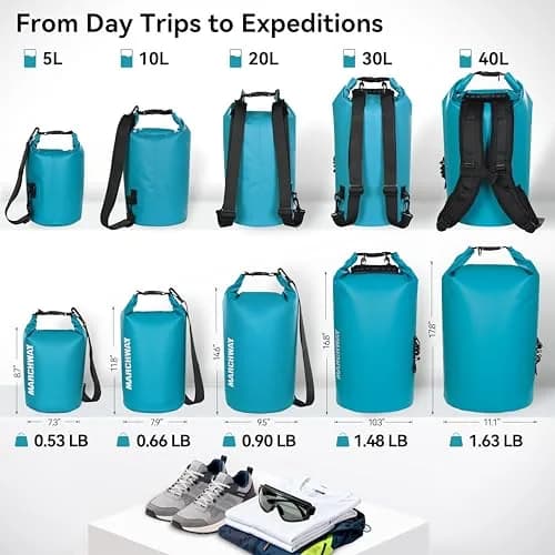 MARCHWAY Floating Waterproof Dry Bag Backpack, Roll Top, 40L Teal | Keeps Gear Dry & Afloat on Water Adventures thumbnail 4