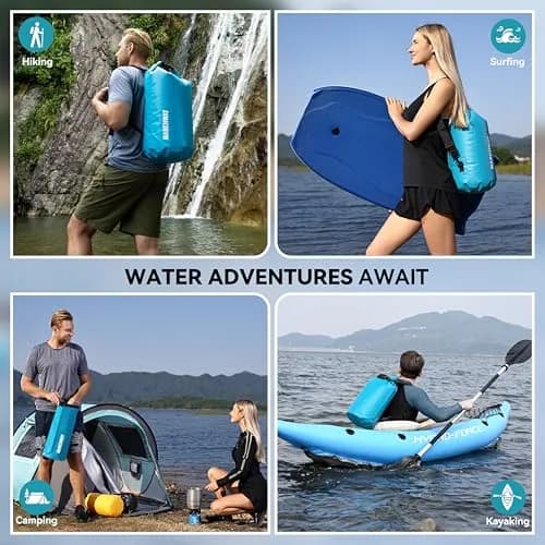 MARCHWAY Floating Waterproof Dry Bag Backpack, Roll Top, 40L Teal | Keeps Gear Dry & Afloat on Water Adventures thumbnail 6