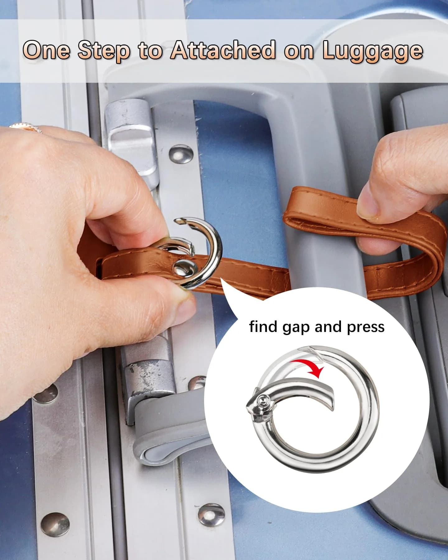 Teskyer Leather Luggage Tags for Suitcases, 3 Pack, Brown | Quick-Attach Spring Ring, Privacy Flap Design - view 5