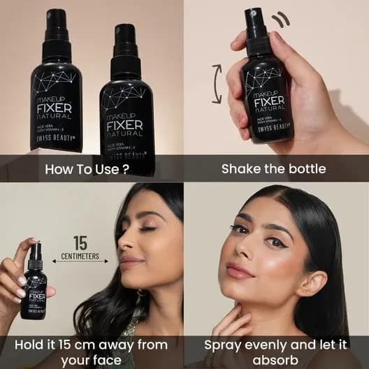 Swiss Beauty Natural Makeup Fixer Spray with Aloe Vera & Vitamin E, 70ml (2.37 Fl Oz) | Sets Makeup All Day thumbnail 5