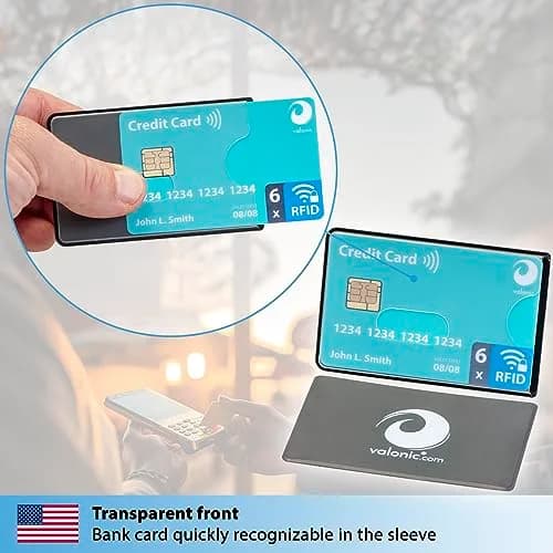 Valonic RFID Blocking Sleeves Set of 6 | Transparent Front, Credit Card Protector for Wallet - Anti-Theft & Signal Vault (70-120c) thumbnail 6