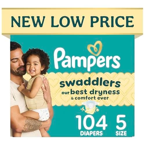 Pampers Swaddlers Diapers Size 5 (7-13 kg / 16-37 lbs) | Pediatrician Recommended, Hypoallergenic, 104 Count thumbnail 1