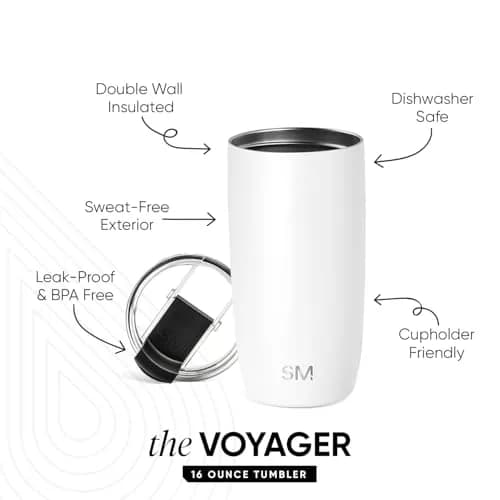 Simple Modern Voyager Insulated Travel Coffee Mug with Flip Lid | 16oz (473ml) | White thumbnail 2