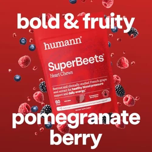 HumanN SuperBeets Heart Chews Pomegranate Berry 60 Ct | Clinically Studied Grape Seed Extract for Blood Pressure Support thumbnail 6
