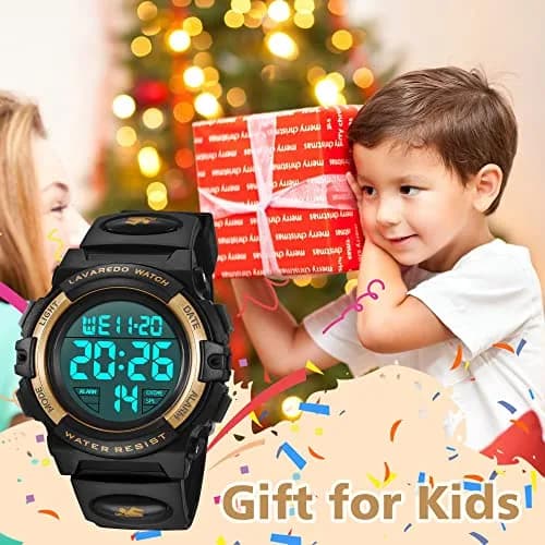 A ALPS Boys Digital Sports Watch, 50M Waterproof, LED Backlight, Quartz Movement, Blue/Red/Green Silicone Band, 43mm Case, 18mm Band Width thumbnail 4