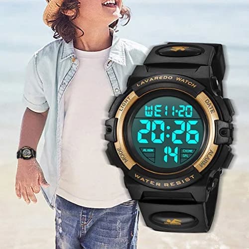 A ALPS Boys Digital Sports Watch, 50M Waterproof, LED Backlight, Quartz Movement, Blue/Red/Green Silicone Band, 43mm Case, 18mm Band Width thumbnail 7